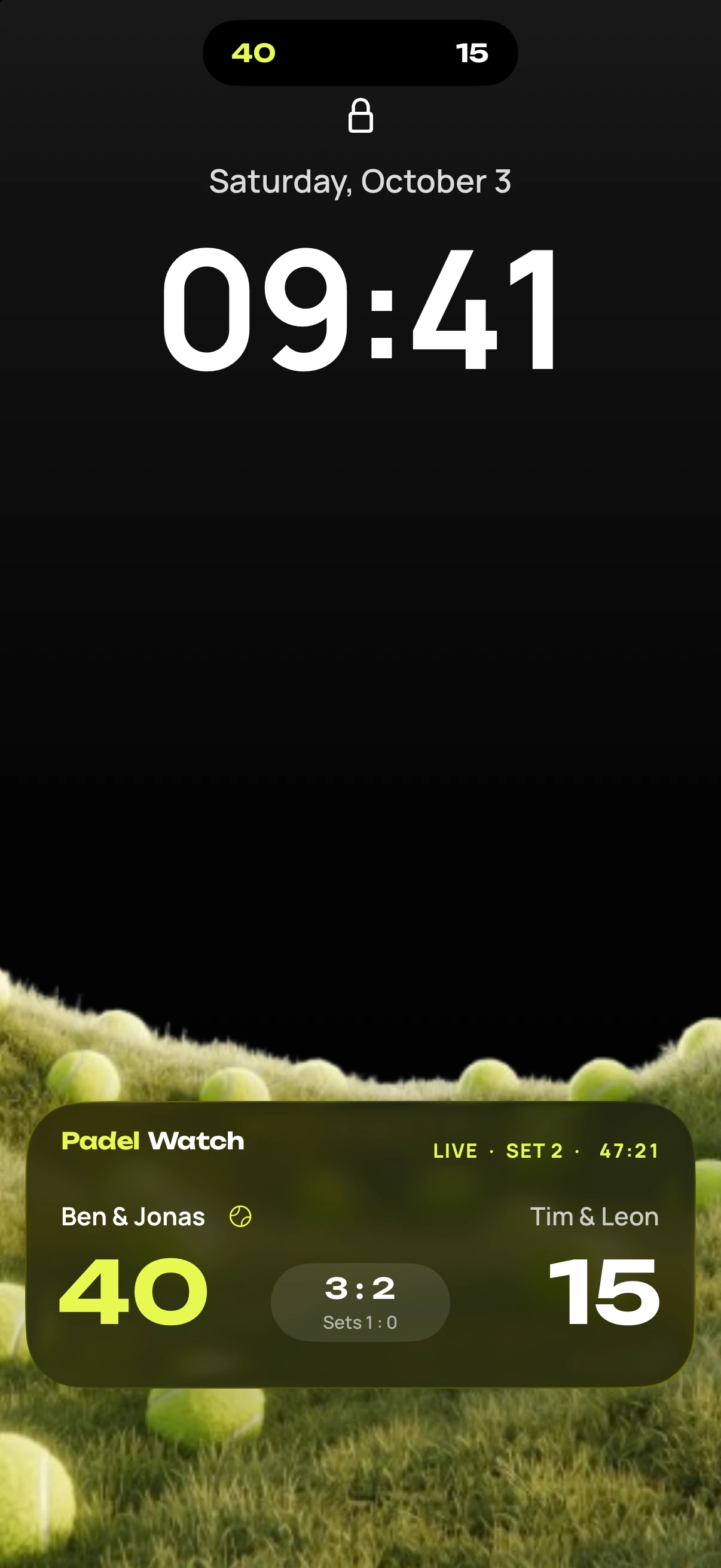iPhone Lock Screen with the ScoreWatch Live Activity